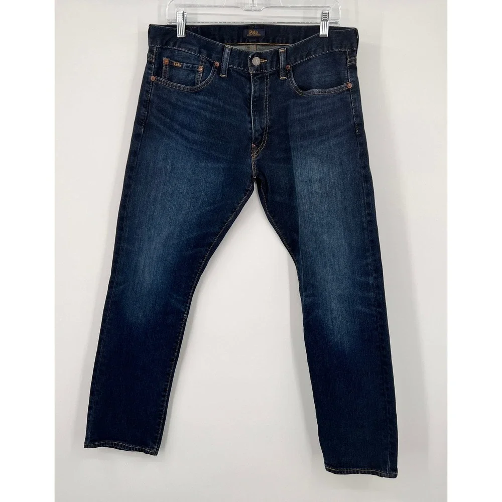 Polo Ralph Lauren Sullivan Slim Jeans Mens 33x30 Dark‎ Wash Blue Denim Pants